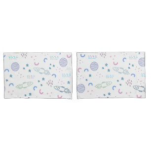 Cute Space Rockets Pattern   Pillowcase