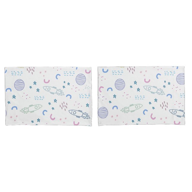 Cute Space Rockets Pattern | Pillowcase (Front-Set)