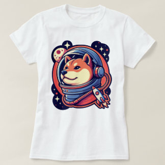 Cute Space Shiba Dog Helmet Rocket Art Design T-Shirt