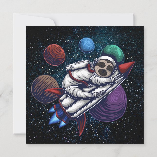 Cute Space Sloth Holiday Card (Front)