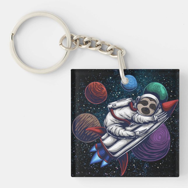 Cute Space Sloth Keychain (Front)