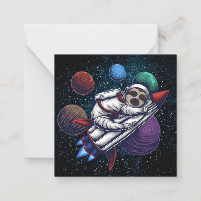 Cute Space Sloth Note Card (Front)