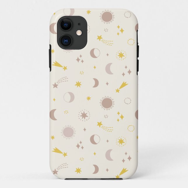 Cute Space Sun Moon and Stars on cream Case-Mate iPhone Case (Back)
