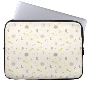 Cute Space Sun Moon and Stars on cream Laptop Sleeve