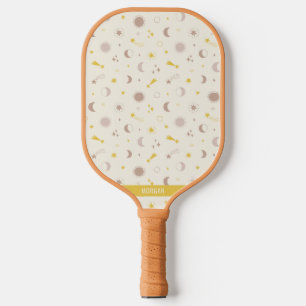 Cute Space Sun Moon and Stars on cream Pickleball Paddle
