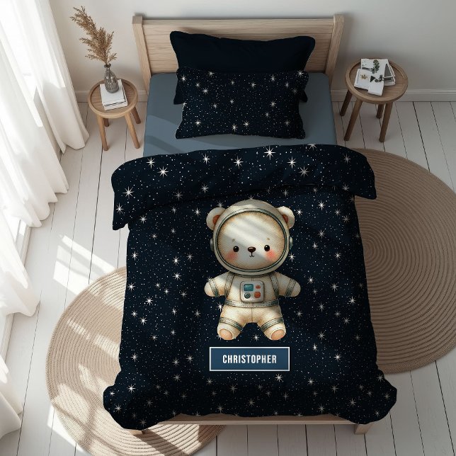 Cute Space Teddy Bear Duvet Cover Personalized  (Cute Space Teddy Bear Duvet Cover Personalized Name)