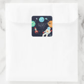 Cute Space Theme Boy Baby Shower Favor Square Sticker (Bag)