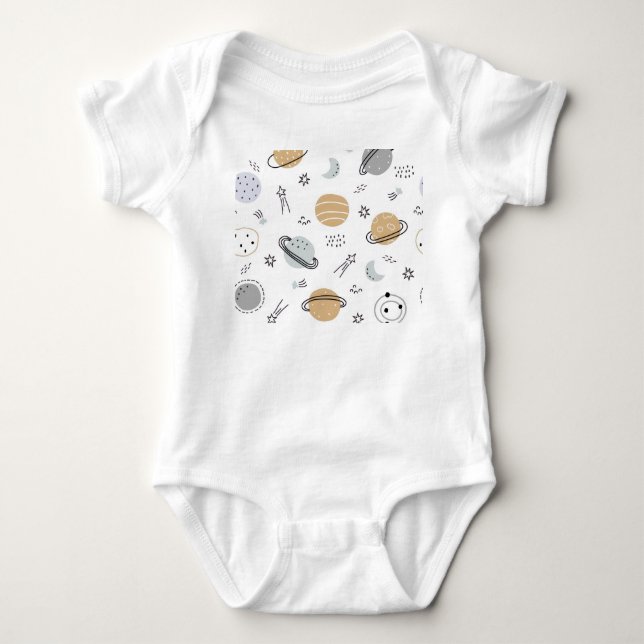 Cute Space-Themed Baby Bodysuit  (Front)