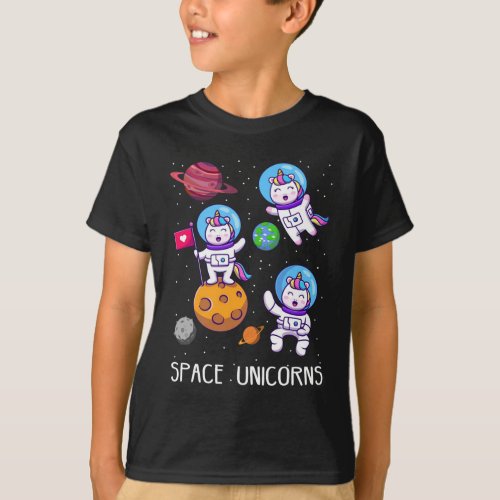Cute Space Unicorns Funny Astronaut Planet Outer S T_Shirt