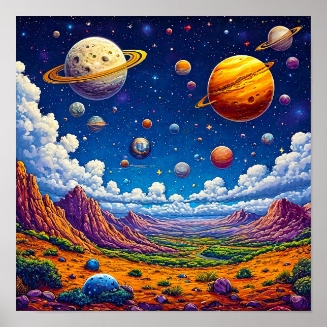 Cute Space Wall Art for Children (Front)