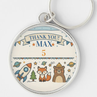 Cute Space & Woodland Birthday Party Keychain