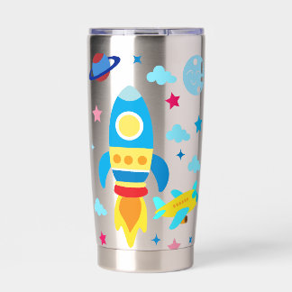 Cute Spacecraft Rocket Ships Pattern Insulated Tumbler