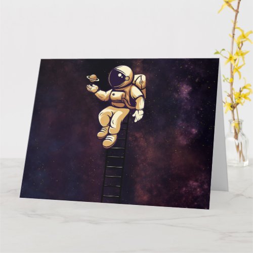 Cute Spaceman Astronaut Art Galaxy Outer Space Card