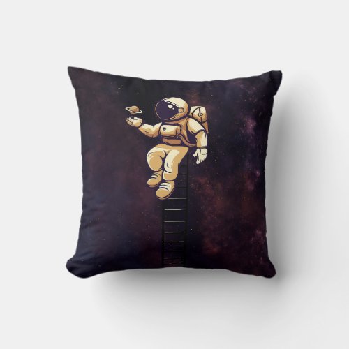 Cute Spaceman Astronaut Art Galaxy Outer Space Throw Pillow
