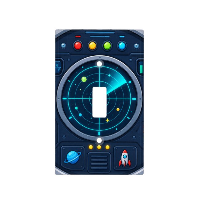 Cute Spaceship Control Panel Kids Light Switch  Cover (Front)