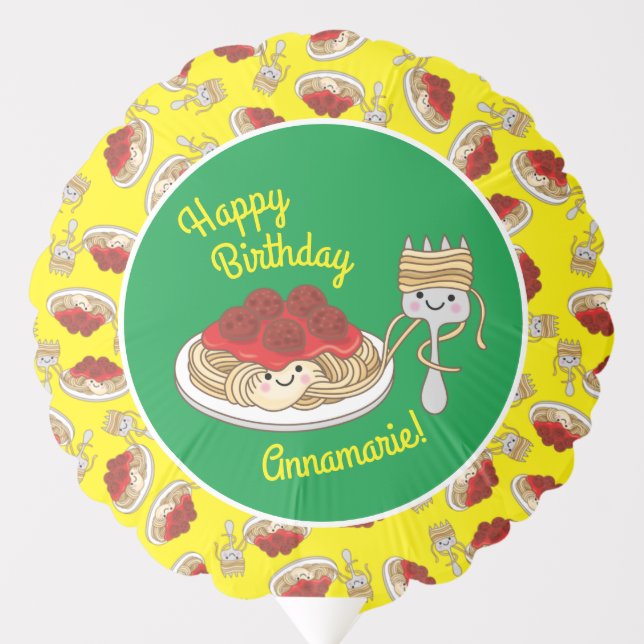 Cute Spaghetti Kids Birthday Party Kawaii Balloon (Front)