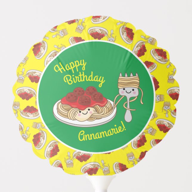 Cute Spaghetti Kids Birthday Party Kawaii Balloon (Front)