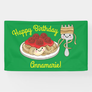Cute Spaghetti Kids Birthday Party Kawaii Banner