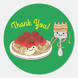Cute Spaghetti Kids Birthday Party Kawaii Classic Round Sticker