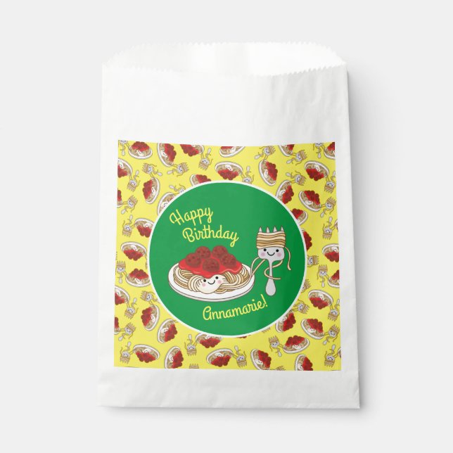 Cute Spaghetti Kids Birthday Party Kawaii Favor Bag (Front)