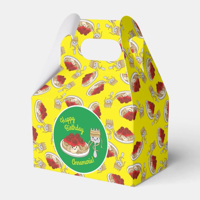 Cute Spaghetti Kids Birthday Party Kawaii Favor Boxes (Front Side)