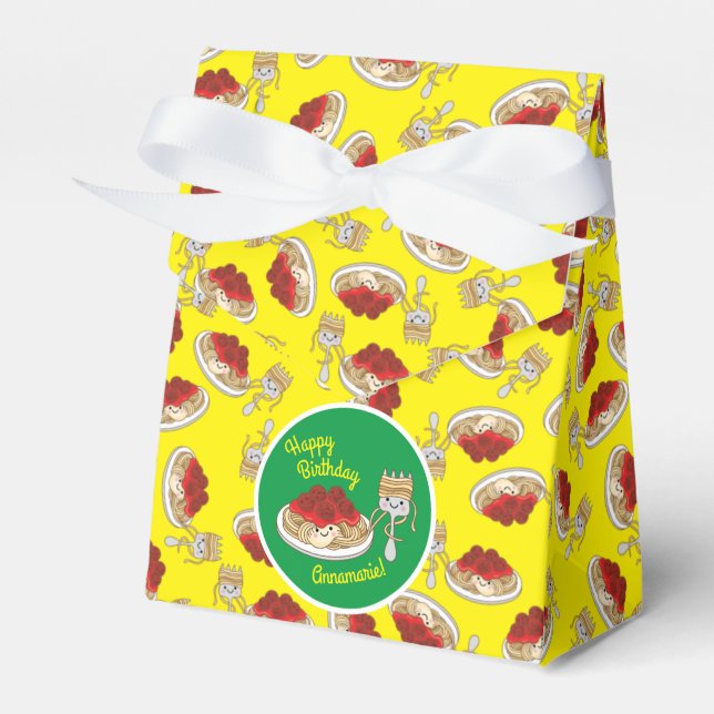 Cute Spaghetti Kids Birthday Party Kawaii Favor Boxes (Front Side)