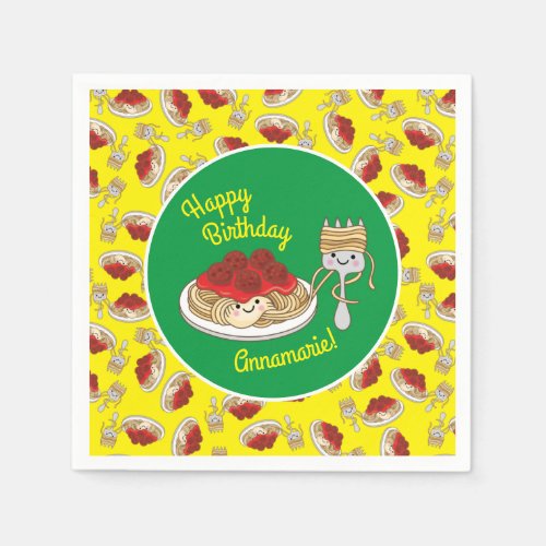Cute Spaghetti Kids Birthday Party Kawaii Napkins
