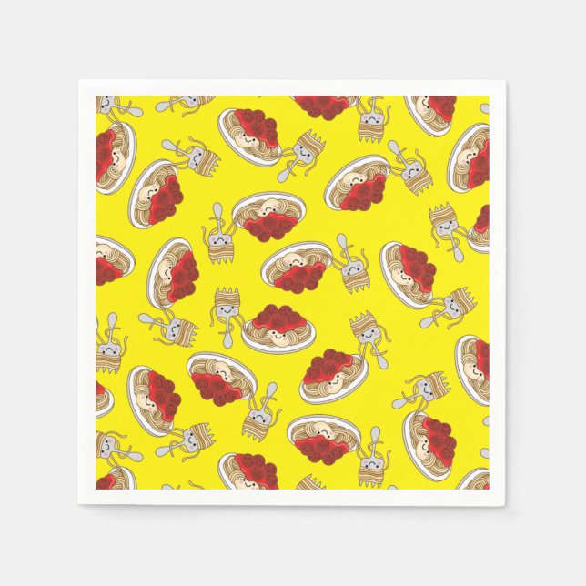 Cute Spaghetti Kids Birthday Party Kawaii Napkins (Front)