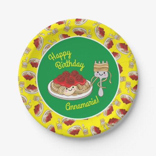 Cute Spaghetti Kids Birthday Party Kawaii Paper Plates