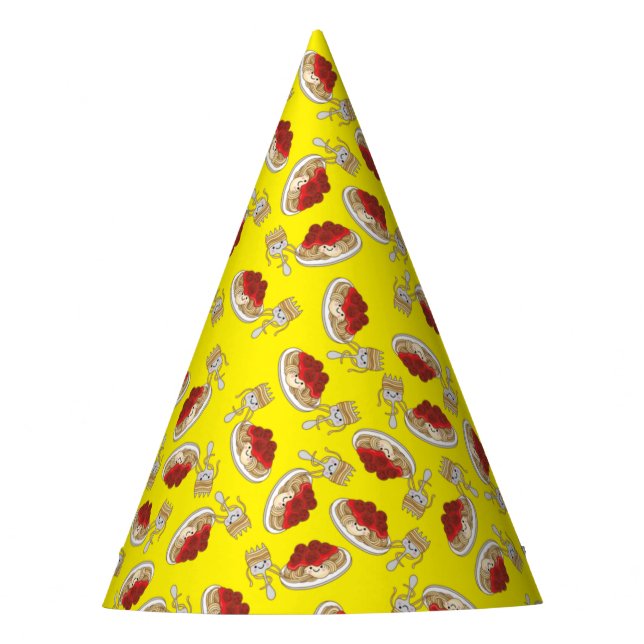 Cute Spaghetti Kids Birthday Party Kawaii Party Hat (Front)