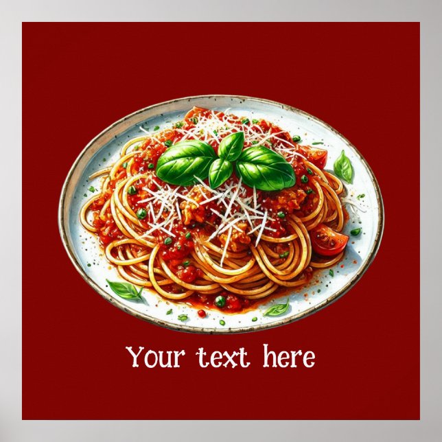 Cute spaghetti lovers Italian food customize poste Poster (Front)