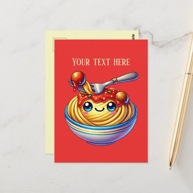 Cute spaghetti lovers Italian Postcard (Front/Back In Situ)