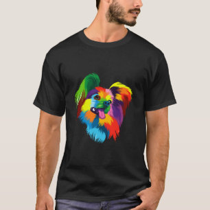Cute Spaniel Dog Papillion Funny Multicolor Animal T-Shirt