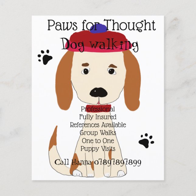 Cute Spaniel Dog walking Dog Groomer Flyer (Front)