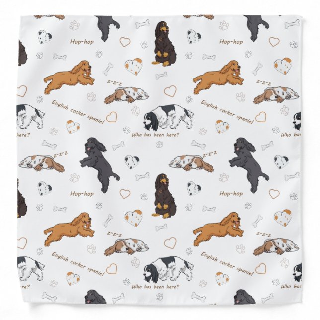 Cute Spaniels dogs pattern Bandana (Front)