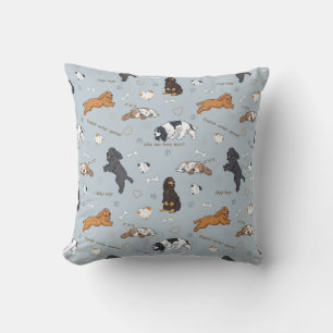 Cute Spaniels Dogs Pattern Throw Pillow