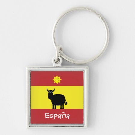 Cute Spanish Bull, Sun & Flag Keychain