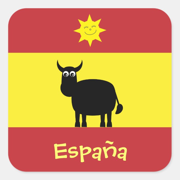 Cute Spanish Bull, Sun & Flag Stickers
