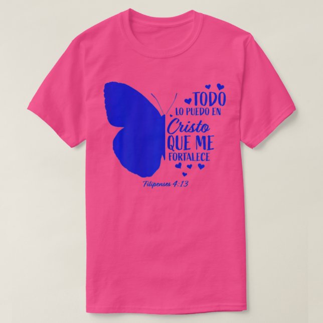 Cute Spanish Christian Bible Verse Women Religious T-Shirt (Design Front)