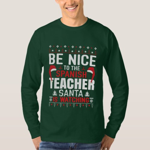 cute Spanish Teacher word art Christmas T_Shirt