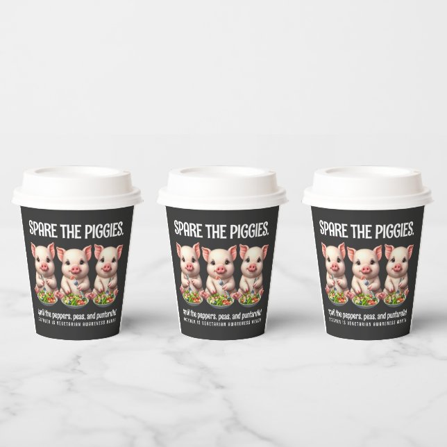 Cute Spare the Piggies Eating Salads Paper Cups (Multi)