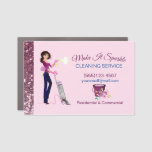 Cute Sparkle Cartoon Maid Cleaning Services Car Magnet at Zazzle