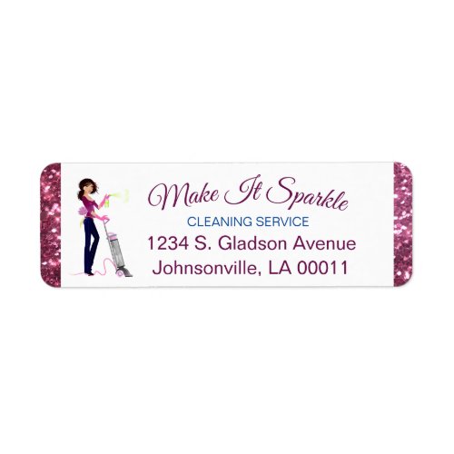 Cute Sparkle Cartoon Maid Cleaning Services Label