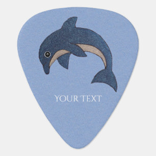 Cute Sparkle Dolphin Blue White Jumping Position Guitar Pick