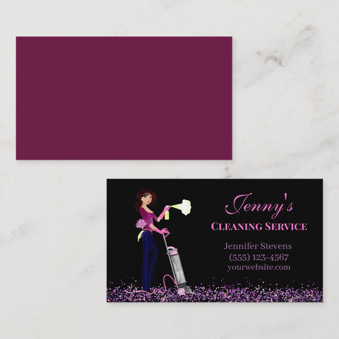 Cute Sparkle Maid Cleaning Service Business Card 