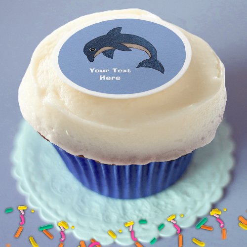 Cute Sparkly Blue dolphin Dimensional Swirl Eye Edible Frosting Rounds