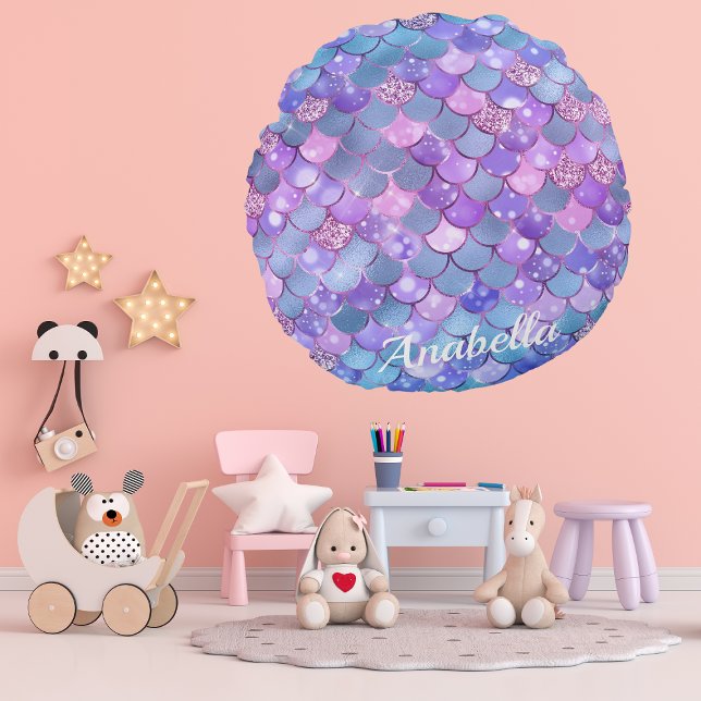 Cute Sparkly Glitter Mermaid Scales  Round Pillow (Creator Uploaded)