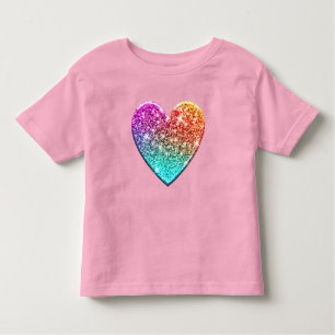 Cute sparkly rainbow glitter beart toddler t-shirt