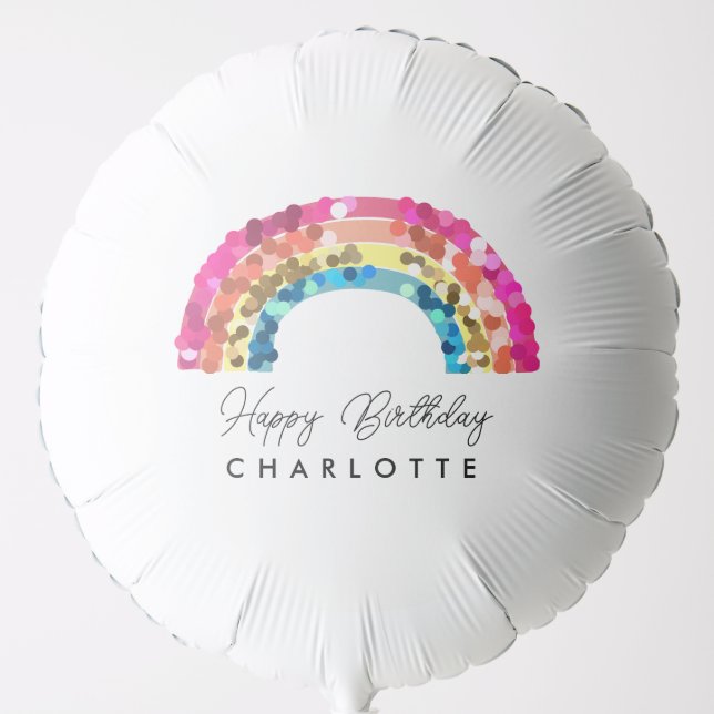 Cute Sparkly Sequin Rainbow Birthday Balloon (Front)