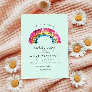 Cute Sparkly Sequin Rainbow Birthday Party Invitation